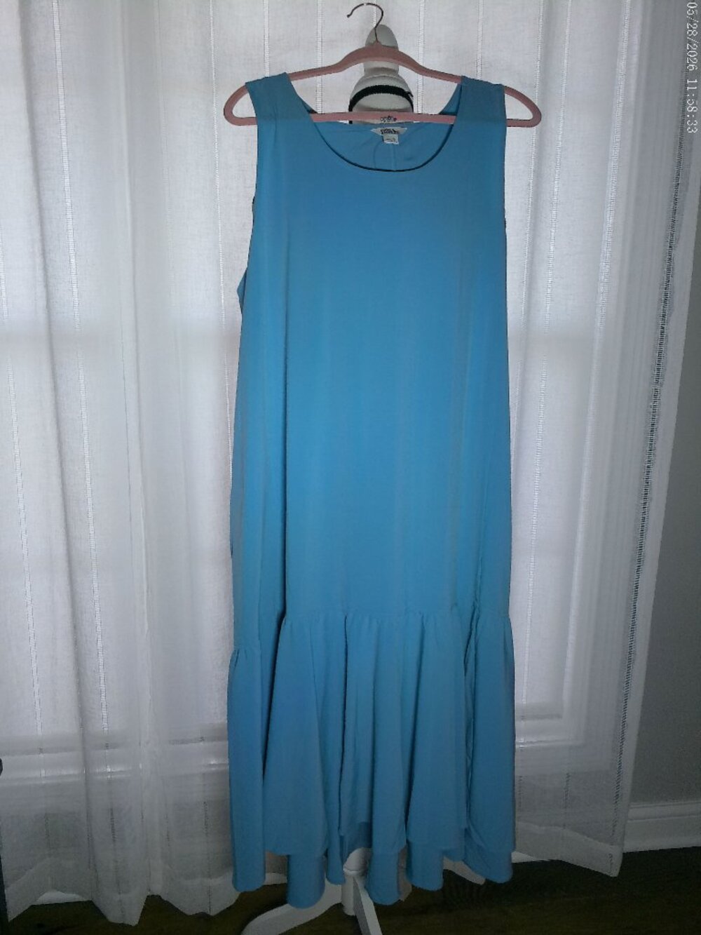 EDDIE BAUER Dress HiLo Maxi w/Pockets (1) Tier Light Blue NWT XL